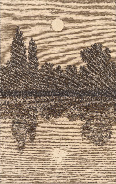 Mondschein über einem See. Illustration zu "Linearperspektive", Tafel IV von Christoffer Wilhelm Eckersberg