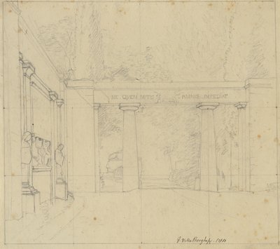 Teil des Gartens der Villa Borghese mit Porta Ægiziana, Rom von Christoffer Wilhelm Eckersberg