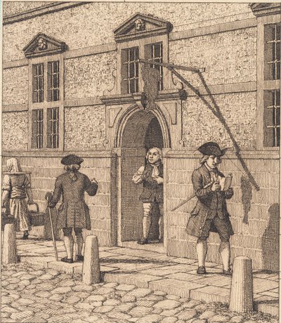 Szene um ein Portal der Börse. Illustration zu "Linearperspektive", Tafel VI von Christoffer Wilhelm Eckersberg