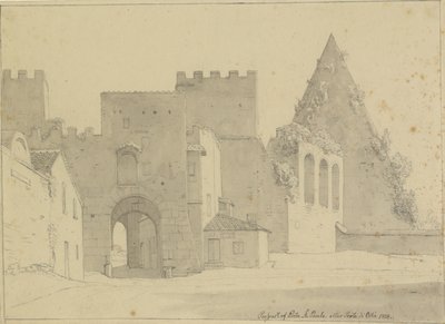 Ansicht von Porta S.Paolo und Pyramide des Cestius von der Stadtseite, Rom von Christoffer Wilhelm Eckersberg