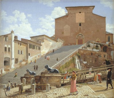 Die Marmorstufen, die zur Kirche Santa Maria in Aracoeli in Rom führen von Christoffer Wilhelm Eckersberg