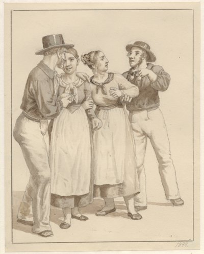Zwei Seeleute flirten mit zwei Mädchen von Christoffer Wilhelm Eckersberg