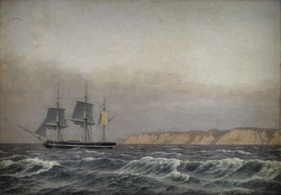 Ansicht der Klippen von Møn und einer Korvette von Christoffer Wilhelm Eckersberg