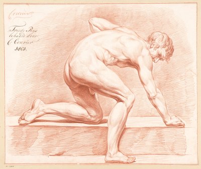 Kniender männlicher Akt, von der Seite gesehen (2. Preis 1801) von C. Courier