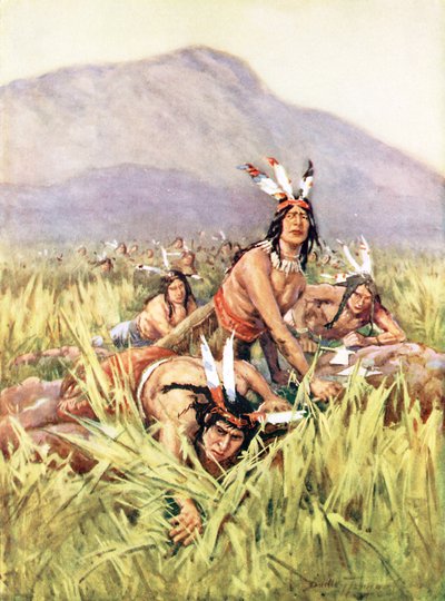 Amerikanische Indianer kurz vor einem Angriff von C. Dudley Tennant