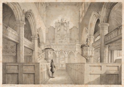 Das Innere von St. Peter, Wolverhampton, graviert von I. Shaw, 1848 von C. J. Greenwood