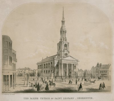 Die Pfarrkirche St. Leonard, Shoreditch, London von C. J. Greenwood