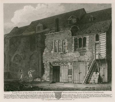Südansicht des Palastes der Bischöfe von Winchester, nahe St. Saviour