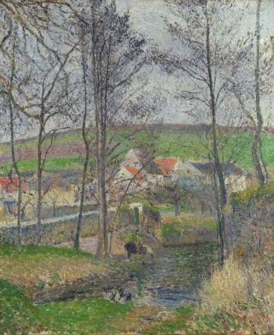 Die Ufer der Viosne in Osny bei grauem Wetter, Winter von Camille Jacob Pissarro
