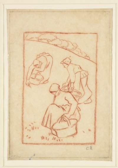 Kompositionsstudie für "Frauen, die Gras jäten" von Camille Jacob Pissarro