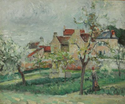 Blühende Pflaumenbäume in Pontoise von Camille Jacob Pissarro