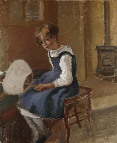 Porträt von Jeanne mit einem Fächer, 19. Jahrhundert von Camille Jacob Pissarro