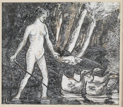 Badender mit Gänsen, 1895 von Camille Jacob Pissarro