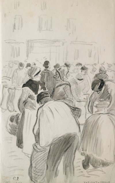 Kompositionsstudie des Marktes in Pontoise, 1881 von Camille Pissarro