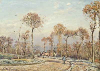 Die Straße nach Versailles, Louveciennes: Morgenfrost von Camille Jacob Pissarro