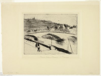 Die Steinbrücke in Rouen von Camille Pissarro