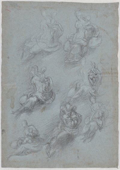 Studien für die Jungfrau und das Kind (recto) von Camillo Boccaccino