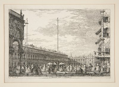 Le Procuratie Nuove e S. Ziminian V. (Die Procuratic Nuove und die Kirche San Geminiano, Venedig), aus der Serie Vedute (Ansichten) von Canaletto (Giovanni Antonio Canal)