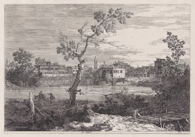 Ansicht einer Stadt am Flussufer, aus der Serie Vedute (Ansichten) von Canaletto (Giovanni Antonio Canal)