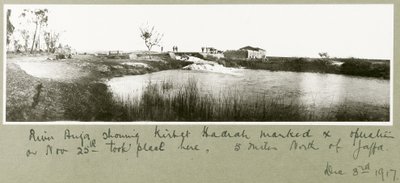 Fluss Auja, zeigt Khirbet Hadrah, 3. Dezember 1917 von Capt. Arthur Rhodes