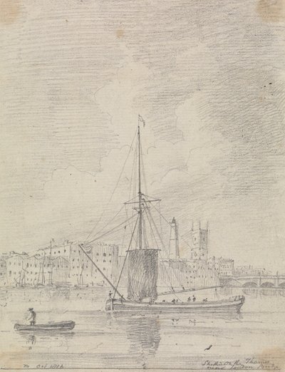 Schiffe auf der Themse in der Nähe der London Bridge, Oktober 1816 von Capt. Thomas Hastings