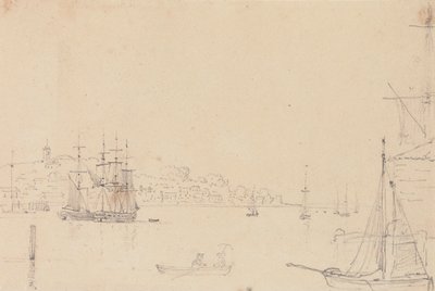 Skizze von Schiffen in der Nähe von West Cowes, Isle of Wight von Capt. Thomas Hastings