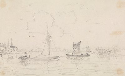 Skizze von zwei Segelschiffen auf dem Wasser von Capt. Thomas Hastings