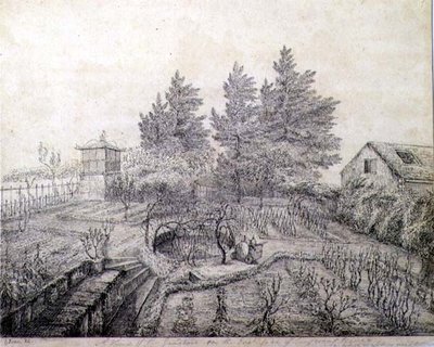 Ansicht der Gärten Napoleons I. auf der Ostseite des Longwood House von Captain G. Rotton