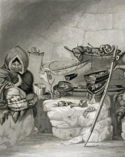 Innenansicht einer Eskimo-Schneehütte, Winter Island 1822, graviert von Edward Francis Finden (1791-1857) veröffentlicht von John Murray, 1824 von Captain George Francis Lyon
