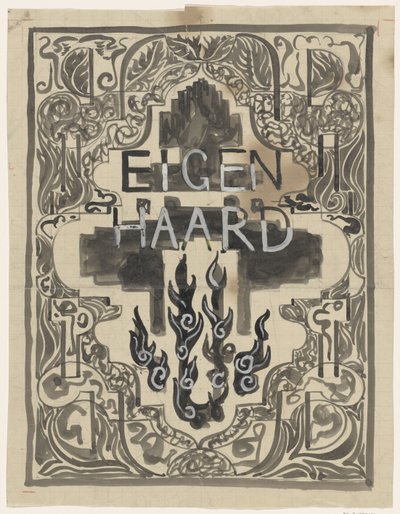 Entwurf für den Umschlag von Eigen Haard von Carel Adolph Lion Cachet