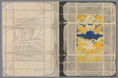 Entwurf für einen Buchumschlag mit Blumenmotiv von Carel Adolph Lion Cachet