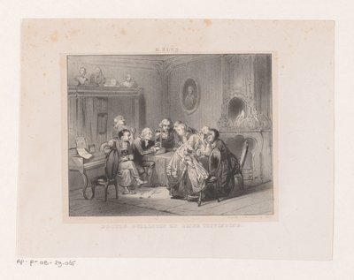 Joseph-Ignace Guillotin betrachtet ein Miniaturmodell einer Guillotine von Carel Christiaan Antony Last