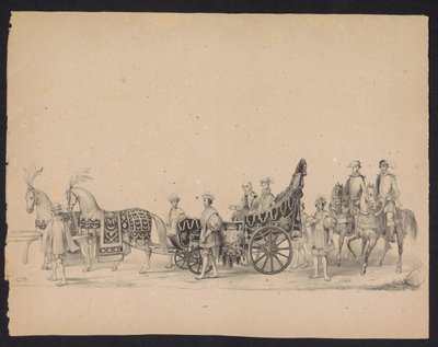 Maskerade der Utrechter Studenten, 1846 (Afbeelding van den gecostumeerden optogt, voorstellende den in togt van Philips II, Prins van Spanje, in Utrecht, den 3en October 1549) von Carel Christiaan Antony Last