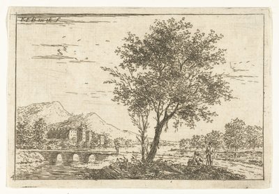 Hügellandschaft mit Schloss am Fluss (Landschaften) von Carel Frederik Bendorp (I)