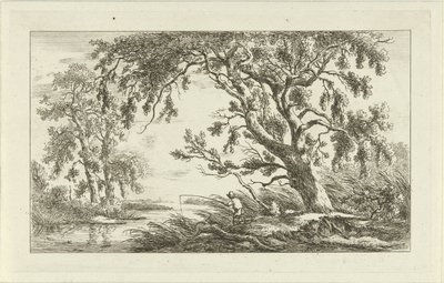 Fischer in einer Flusslandschaft (Landschaften a-f) von Carel Lodewijk Hansen