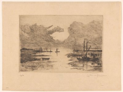 Hafen von Bergen op Zoom bei Niedrigwasser von Carel Nicolaas Storm van 