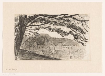 Stadtansicht von Kleve mit Baum im Vordergrund von Carel Nicolaas Storm van 