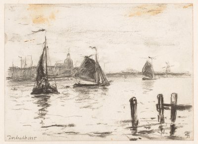Fischereischiffe auf der Maas vor Dordrecht von Carel Nicolaas Storm van 
