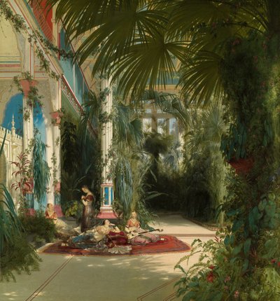Das Innere des Palmenhauses auf der Pfaueninsel bei Potsdam von Carl Blechen