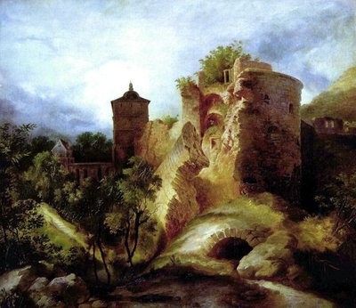 Der gesprengte Turm des Heidelberger Schlosses von Carl Blechen