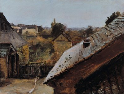 Ansicht von Dächern und Gärten von Carl Blechen