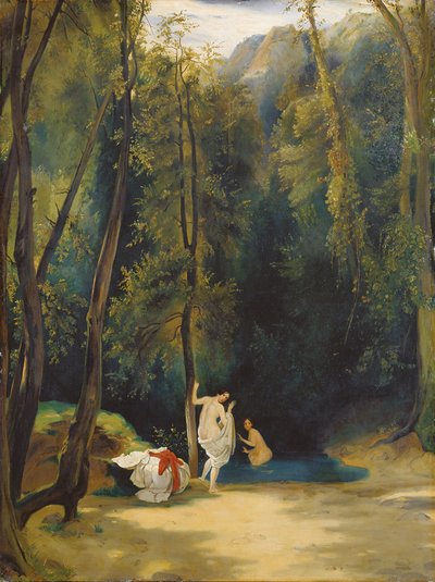 Frauen baden im Park von Terni von Carl Blechen