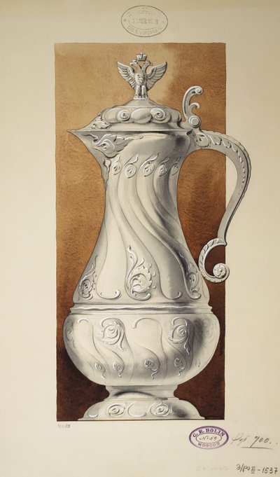 Design eines Weinkruges. Serie Die Mitgift der Großfürstin Maria Pawlowna, 1907-1908 von Carl Edvard Bolin company
