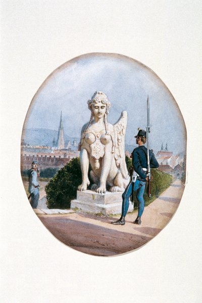 Ein Infanterist als Wachtposten vor dem Oberen Belvedere von Carl Goebel d. J.