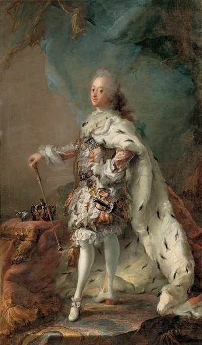 Frederik V. in seinen Salbungsroben, ca. 1750 von Carl Gustaf Pilo