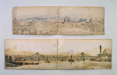 Hungerford-Hängebrücke und Monte Pineio, 1847 von Carl Haag
