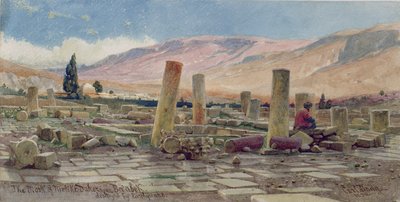 Die Moschee von Melike bei Baalbek, zerstört durch ein Erdbeben, 1859 von Carl Haag