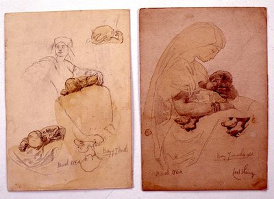 Zwei Studien einer Mutter und eines Kindes von Carl Haag