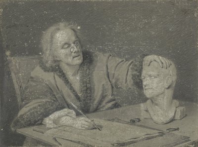 Zeichner, der einen Gipskopf skizziert von Carl Heinrich Mylius