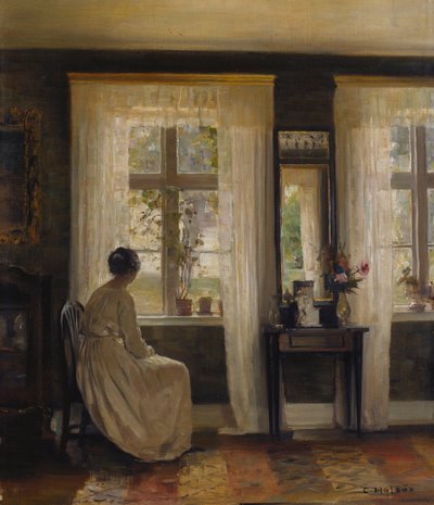 Eine Dame in einem Innenraum von Carl Holsoe